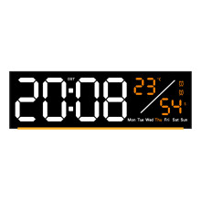 LED Digital Wall Clock Large Display Alarm-black shell red