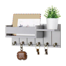 Flexible Wooden Wall Hanging Rack For Mail Keys And-Gray