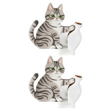 Refrigerator Magnets Cats Vase Fridge Magnets Cute-2P