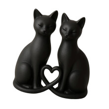Heart Design Black Cats Couple Figurine Romantics Home Office
