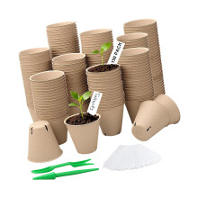 100pack Paper Pulps Seedling Tray-8x8 round cup with w