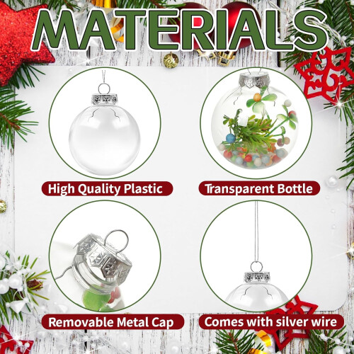 50pcs 6cm Clear Fillable Plastic Ornament Balls 2