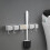 Wall Mounted Broom Holder Gray Plastic Heavy Duty 5