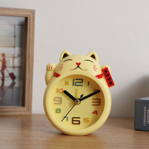 Réveil de bureau chat jaune avec grands chiffres (1 pièce) 2