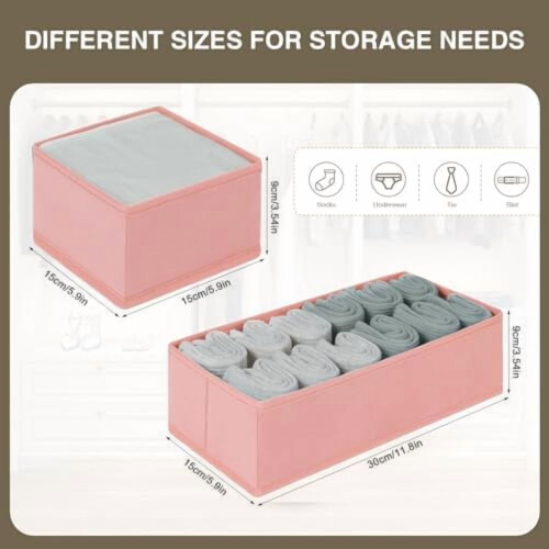 Set di 4 organizer per cassetti in tessuto – Rosa 1