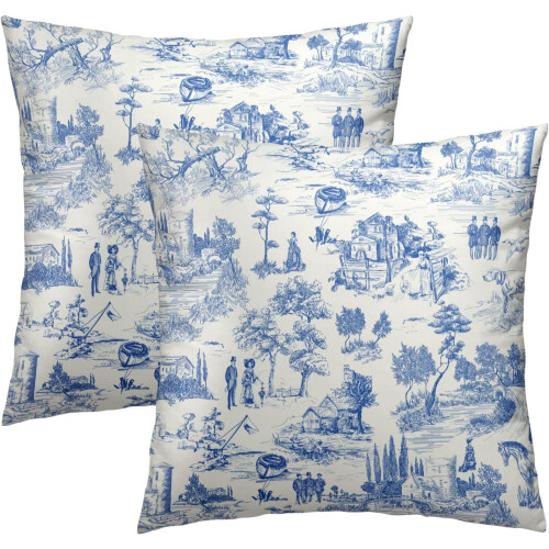 Capas de almofada vintage azul marinho, 50x50 cm, em algodão. 1