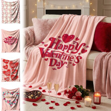 Red Pink Heart Fleece Throw Blanket