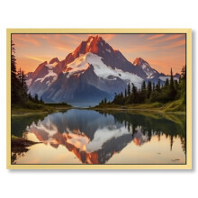 Natur-Bergmotiv auf Leinwand, goldener Rahmen, 16x12 oder