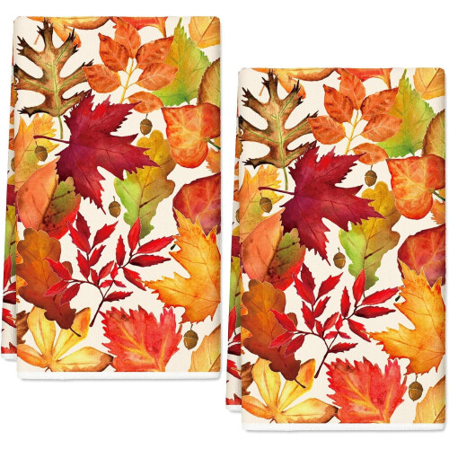 Πετσέτα κουζίνας Luyaa Autumn 18x26 ιντσών σε χρώμα ακουαρέλας, σφενδάμου
