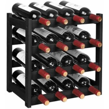Suport de vin din bambus cu 4 niveluri și 16 sticle