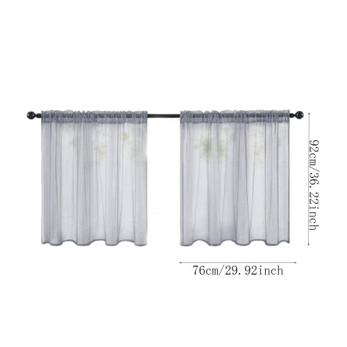 Faux Linen Sheer Curtains for Bathroom & Kitchen – 2 Pack 2