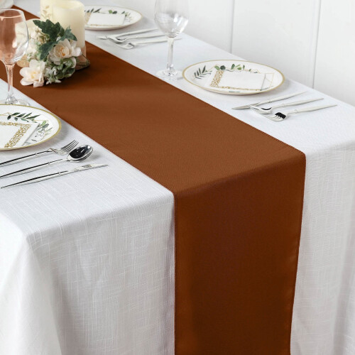 Polyester Table Runner 12 x 108 in Cinnamon Brown (5 Pack) 2