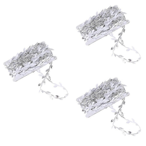 Leaf Hanging Artificial Vine Rattan for Decoration 3 Rolls Silver 1