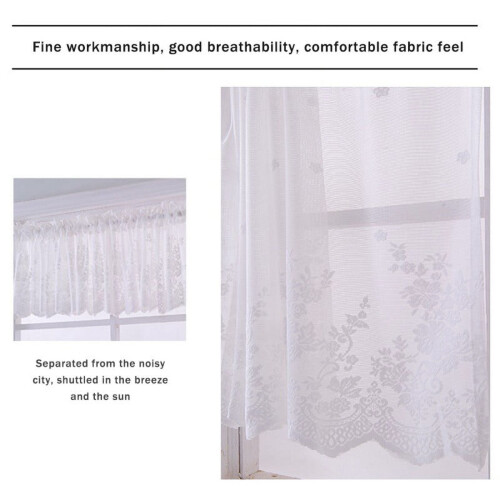 Vintage Floral Lace Valance, Semi-Sheer Polyester, 51.2" 2