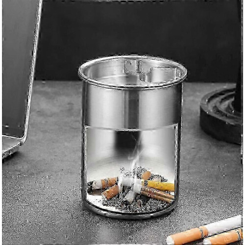 Aschenbecher aus Edelstahl, windfest, für den Außenbereich, für Zuhause oder Büro, als Dekoration oder Schreibtisch 2
