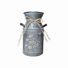 Farmhouse Galvanized Metal Milk Can Shabby Decorative Pitcher