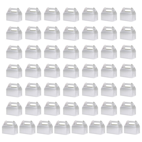 50Pieces Popup Gift Boxes With Convenient Handle Candy-Silver