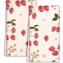 Conjunto de 2 panos de prato com estampa de morango