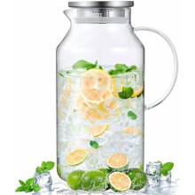 Pichet en verre borosilicate de 3 L avec couvercle et poignée