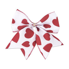Heart bow pendant set white beige red 2 pcs