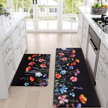Floral Anti-Fatigue Kitchen Rug Set 18x30+18x48+18x60 in