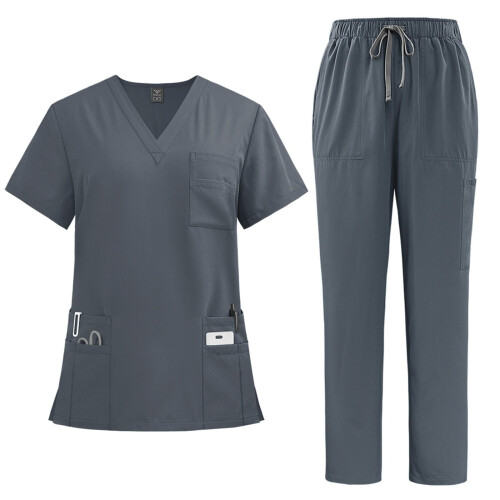 Ensemble de blouse d'infirmière gris foncé XL respirant 1