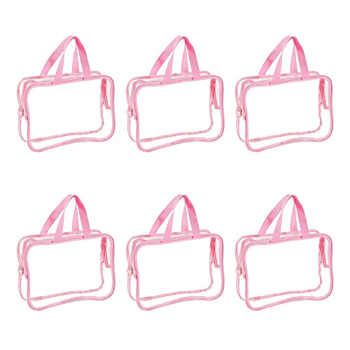 Sacs à jouets transparents portables, 6 pièces, pour usage-Rose