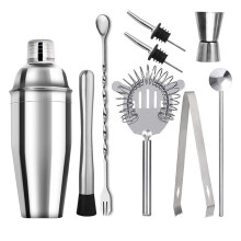 Conjunto de coqueteleira em aço inoxidável com 10 peças