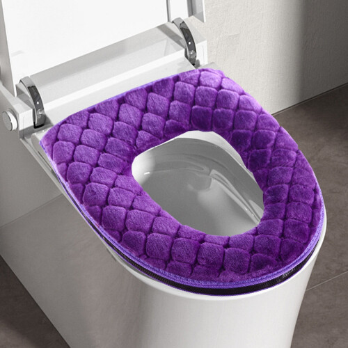 Pluche toiletbrilkussen paars 43x37cm