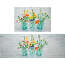 Floral Farmhouse Kitchen Rugs Set 2 pcs