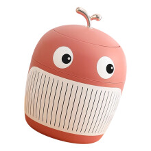 Space Saving Mini Trash Can Cartoon Whale Design For Clean-pink