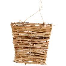Cestino portafiori sospeso in rattan, marrone chiaro, 19x18,5x6 cm