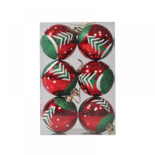 6-Pack 6cm Red Green Gold Christmas Baubles