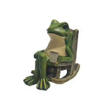 Sculpture de grenouilles en résine artistique, lampe de jardin-1