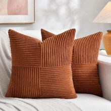 Poszewki na poduszki w kolorze boho w kolorze rdzy, 18 x 18 cali, 2 sztuki