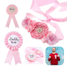 Pink Maternity Sash and Daddy to Be Badge Set