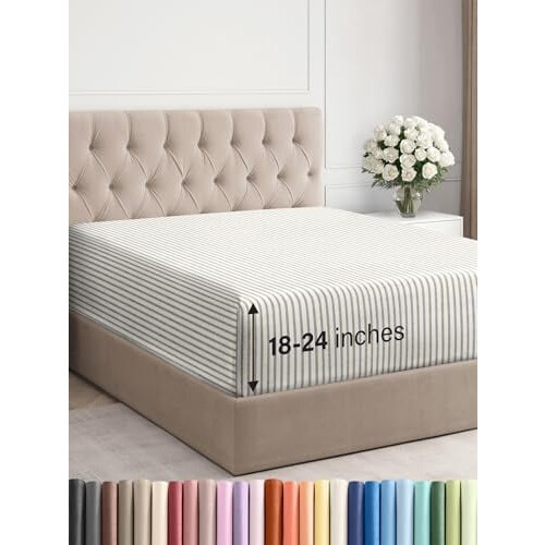 Drap-housse blanc King à poches extra profondes 45-60 cm