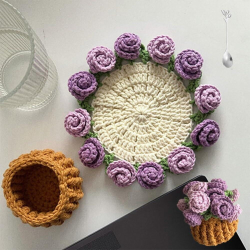 Crochet Coaster Kit with Wool, Hook & Video Guide