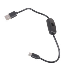USB to Type C Power Line Plastic Charging Cable-Black 30cm