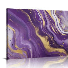 Marble Purple Gold Canvas Wall Art Print