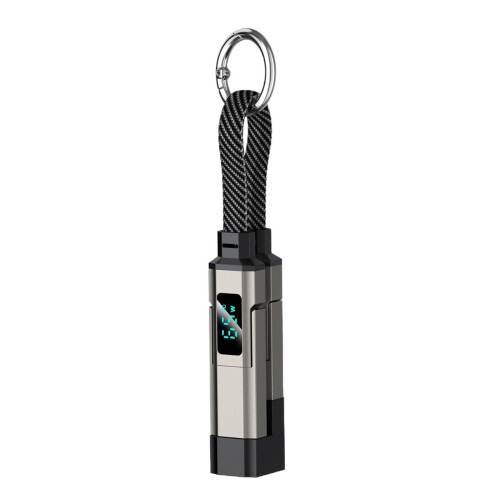 Zinc Alloy Keychain Data Cable Digital Display-Black