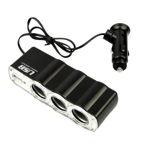 12V/24V Vehicle Power Splitter Adapters with 3 Cigarettes