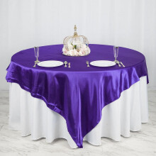 Quadratische Tischdecke aus violettem Satin, 90 x 90 Zoll