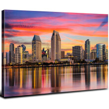 Impression sur toile de la silhouette de San Diego, 30 x 40 cm
