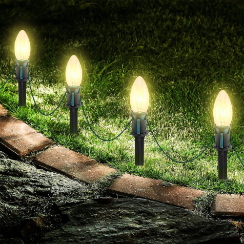 C9 Christmas pathway lights warm white 25.7 ft 20 bulbs