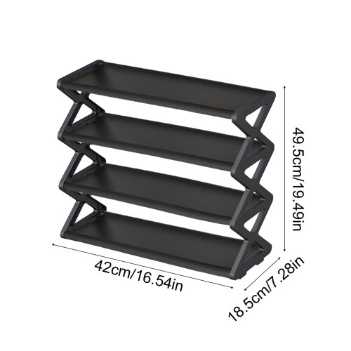 X-Type Metal Shoe Rack Black Modern 4-Tier 1