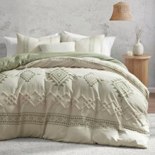 Boho Duvet Cover Set Twin 68x90 in Grey Beige