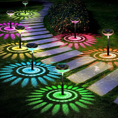 Set de 8 lumini solare pentru alee – multicolore și alb cald,