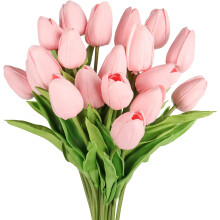 Lot de 10 tulipes artificielles en polyuréthane au toucher réaliste – Couleurs assorties
