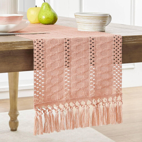 Boho makramé bordløper bomull-polyester 30 cm